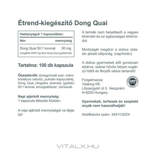 Dong Quai kivonat (100 vegán kapszula) - Kínai angyalgyökér - Image 2