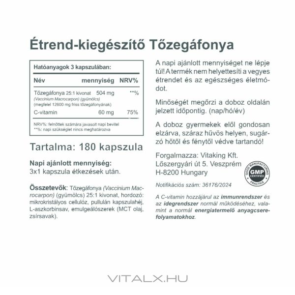 Tőzegáfonya kivonat C-vitaminnal